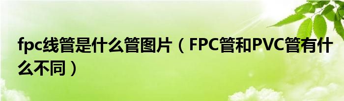 fpc线管是什么管图片（FPC管和PVC管有什么不同）