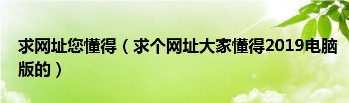 求网址您懂得（求个网址大家懂得2019电脑版的）