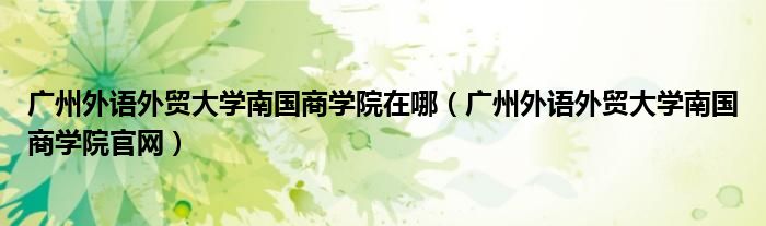 广州外语外贸大学南国商学院在哪（广州外语外贸大学南国商学院官网）