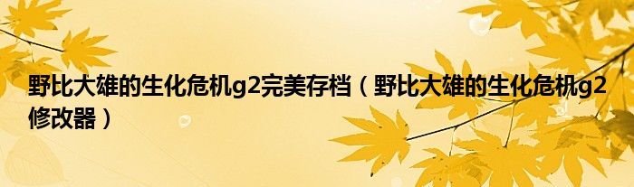 野比大雄的生化危机g2完美存档（野比大雄的生化危机g2修改器）