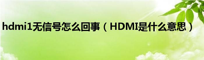 hdmi1无信号怎么回事（HDMI是什么意思）