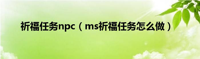 祈福任务npc（ms祈福任务怎么做）