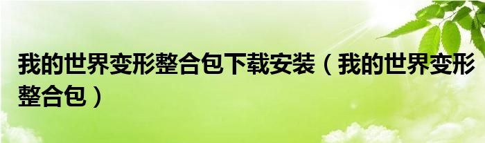 我的世界变形整合包下载安装（我的世界变形整合包）