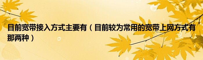 目前宽带接入方式主要有（目前较为常用的宽带上网方式有那两种）