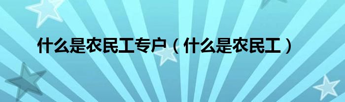 什么是农民工专户（什么是农民工）