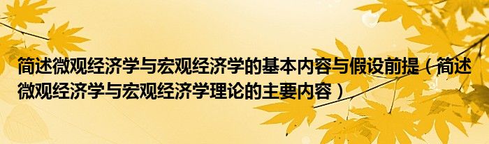 简述微观经济学与宏观经济学的基本内容与假设前提（简述微观经济学与宏观经济学理论的主要内容）