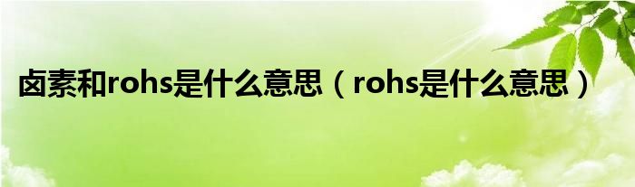 卤素和rohs是什么意思（rohs是什么意思）