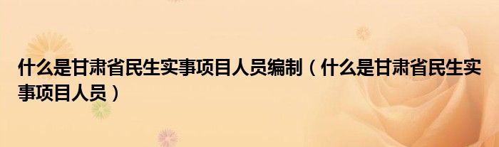 什么是甘肃省民生实事项目人员编制（什么是甘肃省民生实事项目人员）