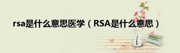 rsa是什么意思医学（RSA是什么意思）