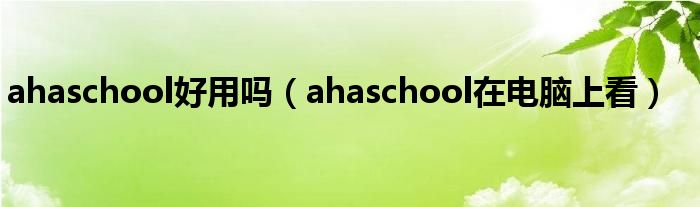 ahaschool好用吗（ahaschool在电脑上看）