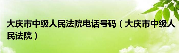 大庆市中级人民法院电话号码（大庆市中级人民法院）