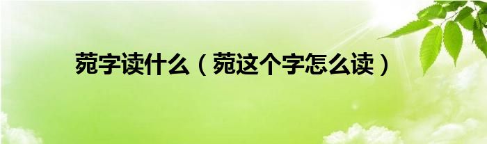 菀字读什么（菀这个字怎么读）