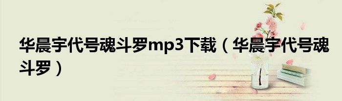 华晨宇代号魂斗罗mp3下载（华晨宇代号魂斗罗）