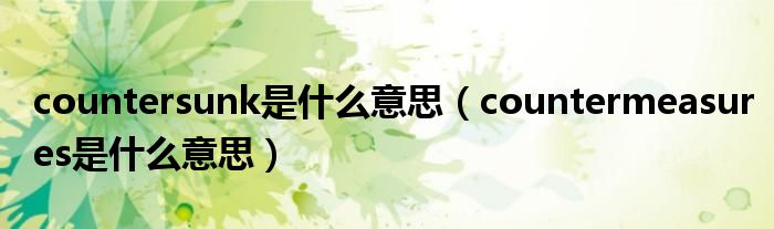 countersunk是什么意思（countermeasures是什么意思）