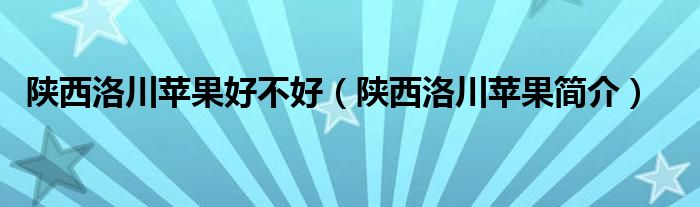 陕西洛川苹果好不好（陕西洛川苹果简介）