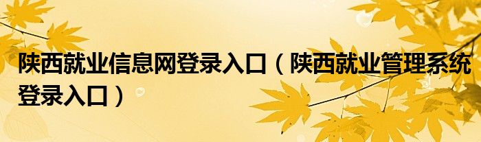 陕西就业信息网登录入口（陕西就业管理系统登录入口）