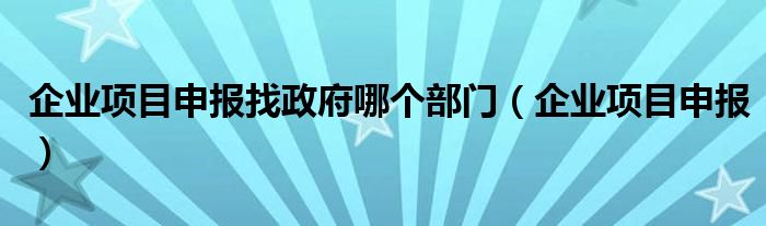 企业项目申报找政府哪个部门（企业项目申报）