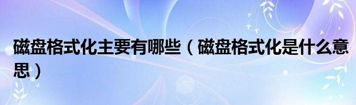 磁盘格式化主要有哪些（磁盘格式化是什么意思）