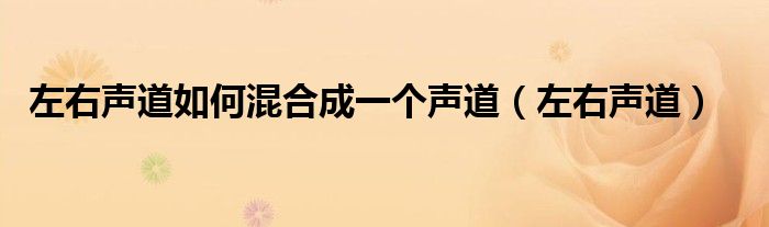 左右声道如何混合成一个声道（左右声道）