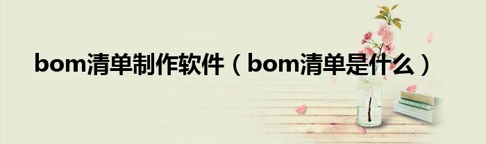 bom清单制作软件（bom清单是什么）