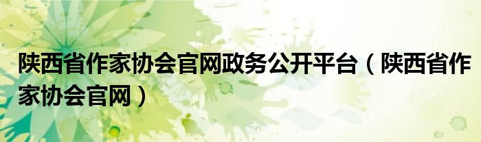 陕西省作家协会官网政务公开平台（陕西省作家协会官网）