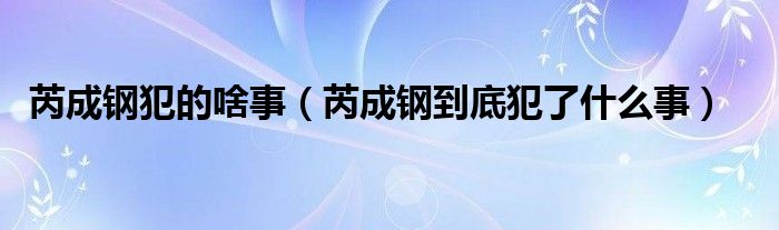 芮成钢犯的啥事（芮成钢到底犯了什么事）