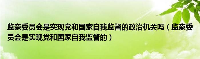 监察委员会是实现党和国家自我监督的政治机关吗（监察委员会是实现党和国家自我监督的）