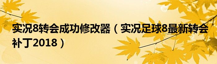 实况8转会成功修改器（实况足球8最新转会补丁2018）