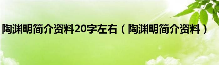 陶渊明简介资料20字左右（陶渊明简介资料）