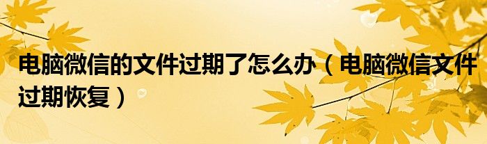 电脑微信的文件过期了怎么办（电脑微信文件过期恢复）