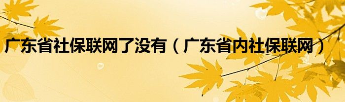 广东省社保联网了没有（广东省内社保联网）