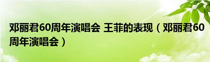 邓丽君60周年演唱会 王菲的表现（邓丽君60周年演唱会）