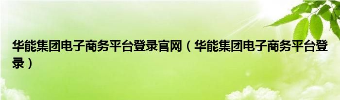 华能集团电子商务平台登录官网（华能集团电子商务平台登录）