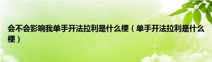 会不会影响我单手开法拉利是什么梗（单手开法拉利是什么梗）