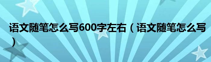 语文随笔怎么写600字左右（语文随笔怎么写）