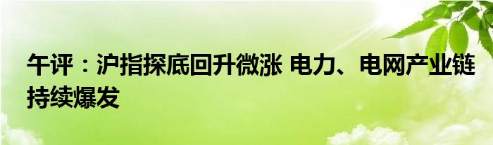 午评：沪指探底回升微涨 电力、电网产业链持续爆发