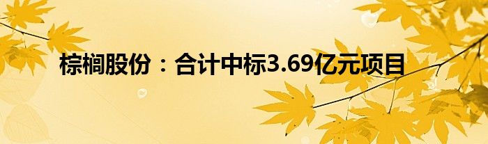 棕榈股份：合计中标3.69亿元项目