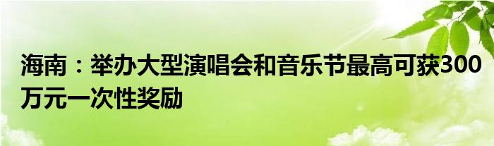 海南：举办大型演唱会和音乐节最高可获300万元一次性奖励