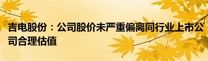 吉电股份：公司股价未严重偏离同行业上市公司合理估值