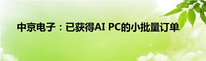 中京电子：已获得AI PC的小批量订单