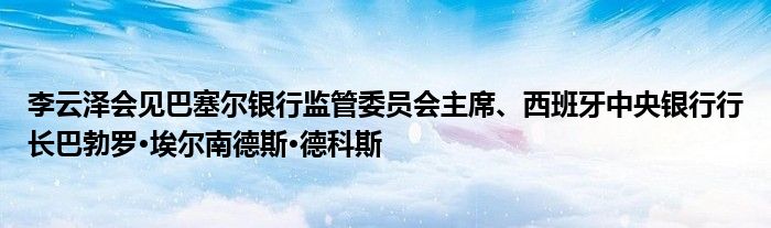 李云泽会见巴塞尔银行监管委员会主席、西班牙中央银行行长巴勃罗·埃尔南德斯·德科斯