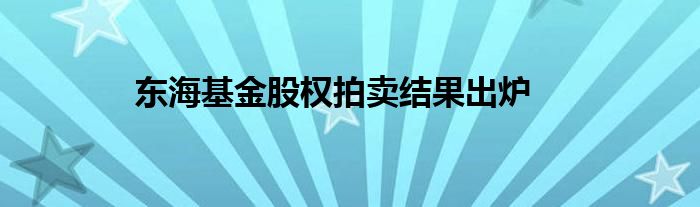 东海基金股权拍卖结果出炉