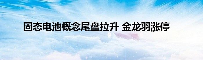 固态电池概念尾盘拉升 金龙羽涨停