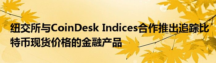 纽交所与CoinDesk Indices合作推出追踪比特币现货价格的
产品