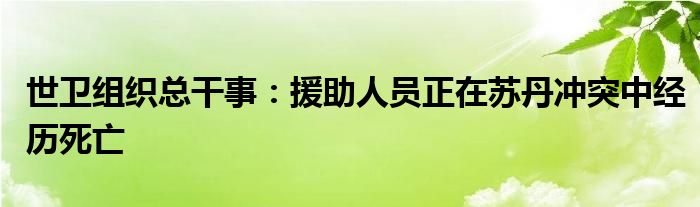 世卫组织总干事：援助人员正在苏丹冲突中经历死亡