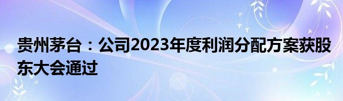 贵州茅台：公司2023年度利润分配方案获股东大会通过