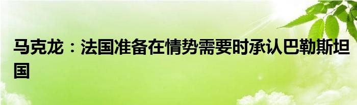 马克龙：法国准备在情势需要时承认巴勒斯坦国