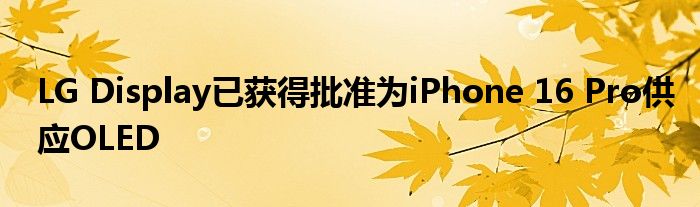 LG Display已获得批准为iPhone 16 Pro供应OLED