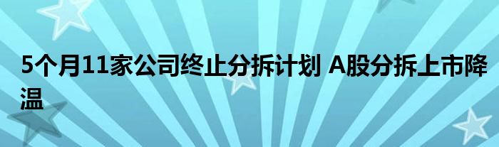 5个月11家公司终止分拆计划 A股分拆上市降温