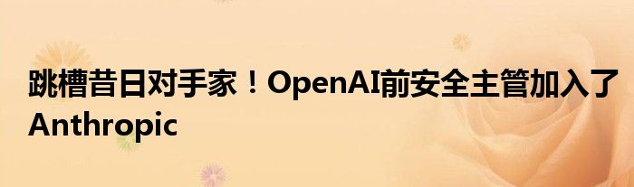 跳槽昔日对手家！OpenAI前安全主管加入了Anthropic